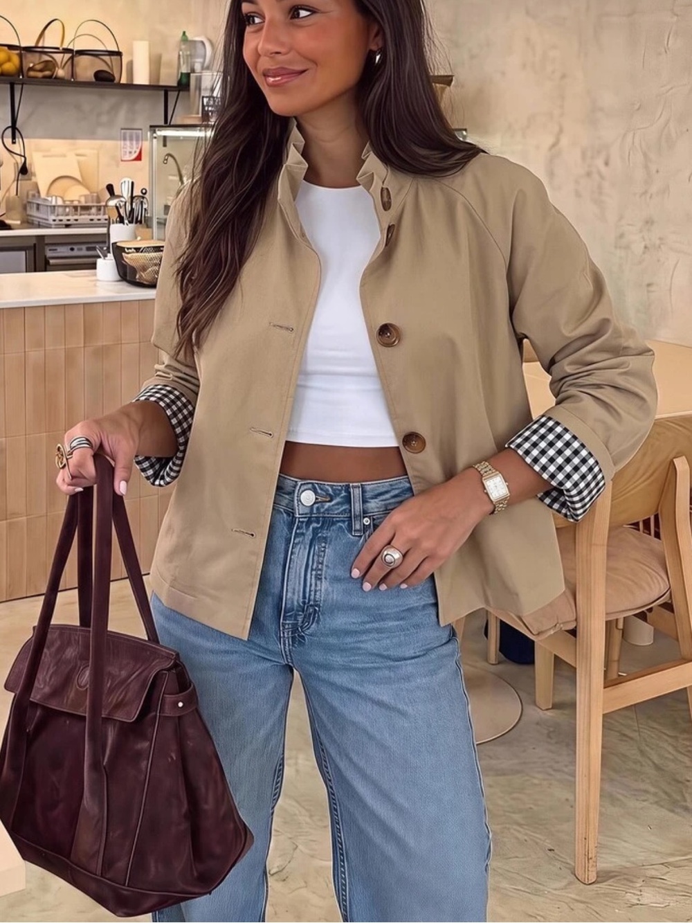 Brillora Women's All-Season Casual Elegant Short Trench Coat Jacket, Shopping,